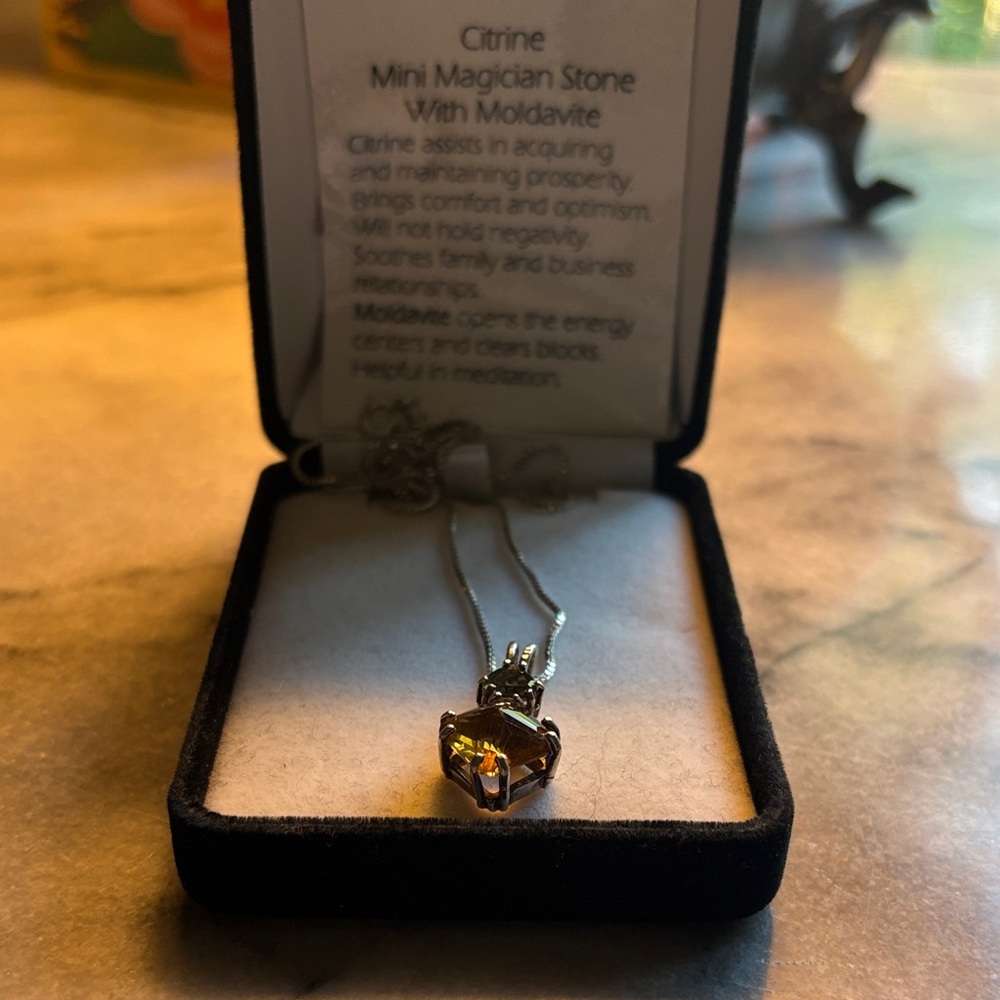Citrine and Moldavite Pendant Necklace